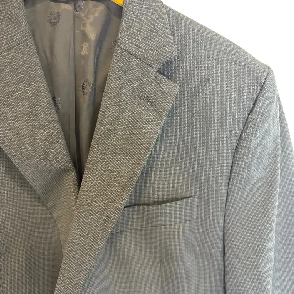 Lauren Ralph Lauren -Black Fine Cross Hatch Pattern Wool Suit Jacket- Size 40S